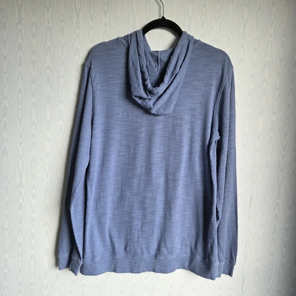 Men's George Slub Knit 100% Cotton Lightweight‎ Blue Drawstring Hoodie M